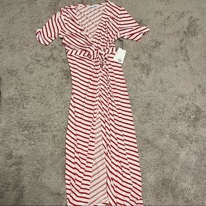 NWT Red and White Wrap Dress